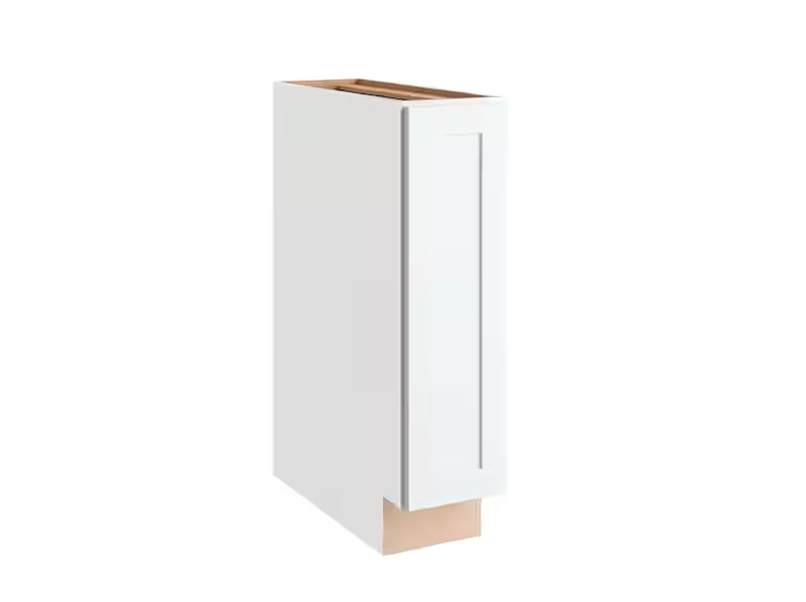 Hampton Bay Courtland 9 in. W x 24 in. D x 34.5 in. H Assembled Shaker Base Kitchen Cabinet in Polar White