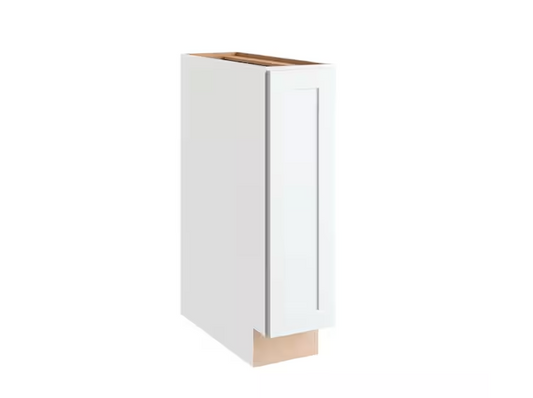 Hampton Bay Courtland 9 in. W x 24 in. D x 34.5 in. H Assembled Shaker Base Kitchen Cabinet in Polar White