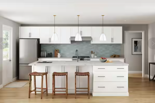 Hampton Bay Courtland 9 in. W x 24 in. D x 34.5 in. H Assembled Shaker Base Kitchen Cabinet in Polar White