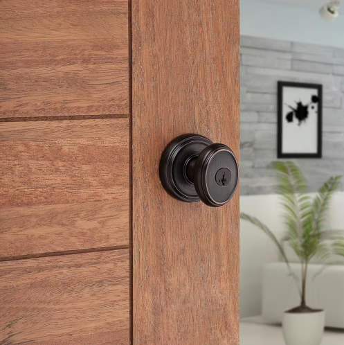 Baldwin Prestige Carnaby Venetian Bronze Exterior Entry Knob and Single Cylinder Deadbolt Combo Pack Featuring SmartKey Security