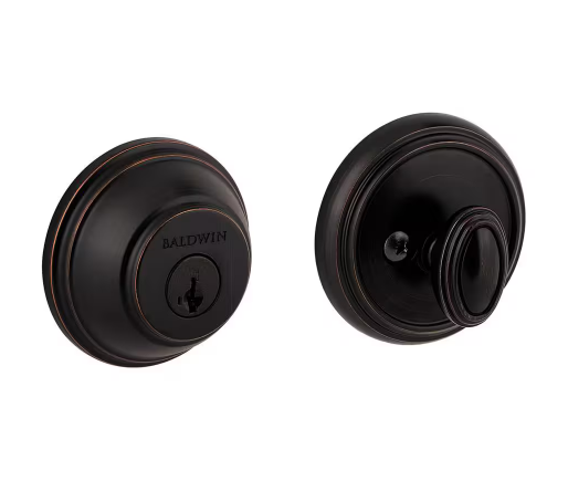 Baldwin Prestige Carnaby Venetian Bronze Exterior Entry Knob and Single Cylinder Deadbolt Combo Pack Featuring SmartKey Security