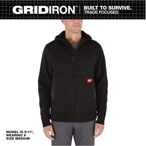 Milwaukee Men's X-Large Black GRIDIRON Full-Zip Hoodie