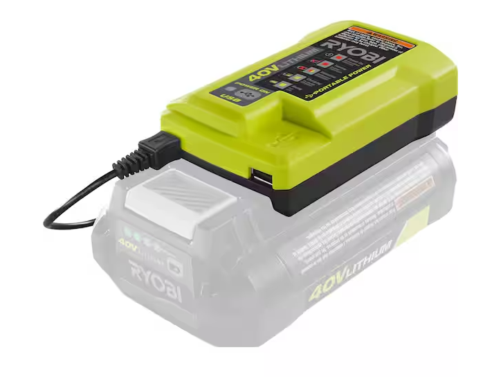 RYOBI 40V Lithium-Ion Charger with USB Port