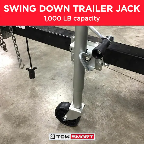 TowSmart 1,000 lbs. Capacity 10 in. Lift Side Wind Swing Down Bolt On Trailer Jack