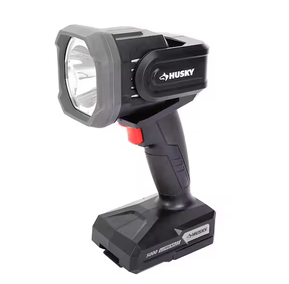 Husky 5000-Lumens Hybrid Power Swivel Rechargeable Spotlight