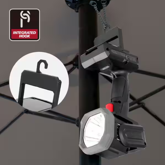 Husky 5000-Lumens Hybrid Power Swivel Rechargeable Spotlight