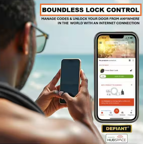 Defiant Square Compact Matte Black Electronic Single Cylinder Deadbolt Wi-Fi Enabled Powered by Hubspace