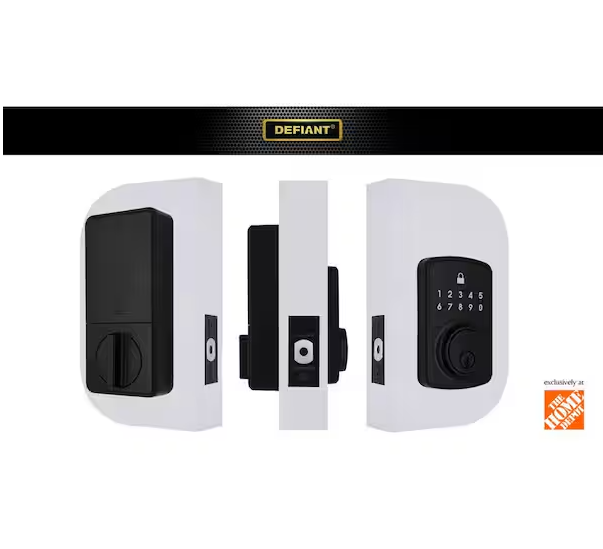 Defiant Square Compact Matte Black Electronic Single Cylinder Deadbolt Wi-Fi Enabled Powered by Hubspace