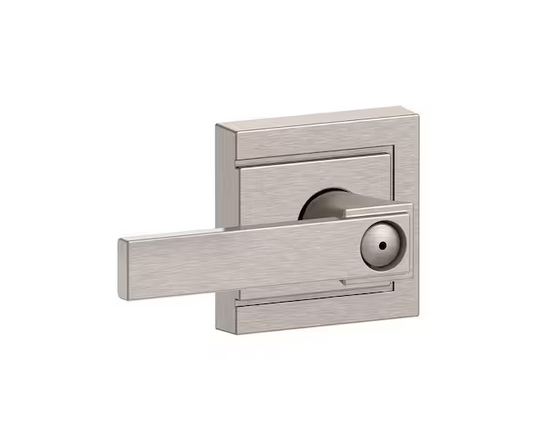 Schlage Northbrook Satin Nickel Privacy Bed/Bath Door Handle with Upland Trim