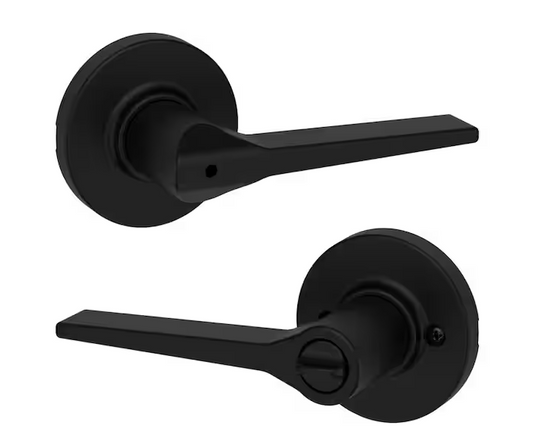 Kwikset Hollis Round Rose Matte Black Privacy Bed/Bath Door Handle