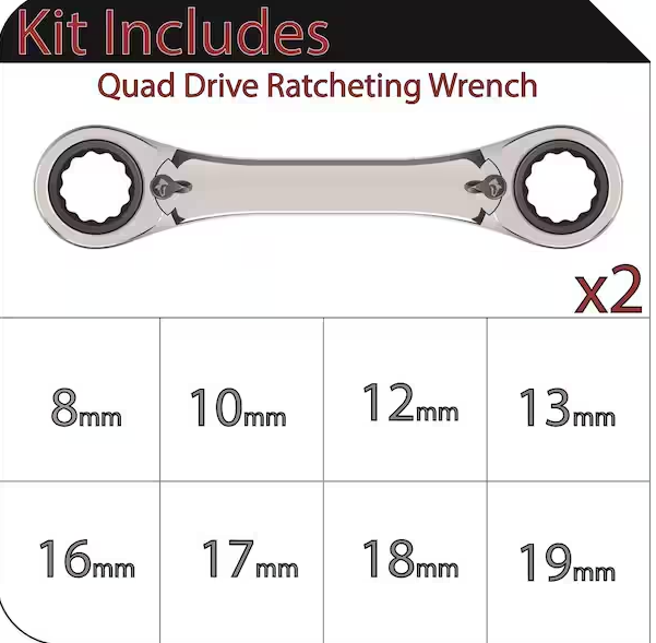 Husky Metric Quad Drive Ratcheting Wrench Set (2-Piece)