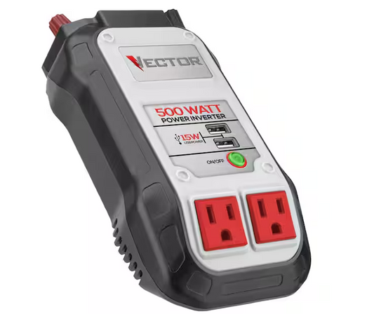 VECTOR 500 Watt Power Inverter, Dual Power Inverter, Two USB Charging Ports