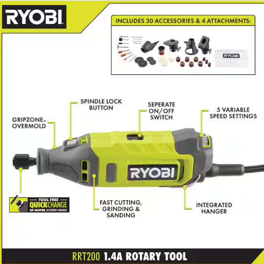 RYOBI 1.4 Amp Corded Rotary Tool