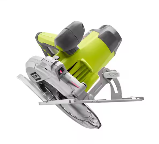RYOBI 15 Amp Corded 7-1/4 in. Circular Saw with EXACTLINE Laser Alignment System, 24T Carbide Tipped Blade, Edge Guide and Bag