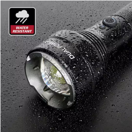 Husky 10000 Lumens Dual Power Focusing Aluminum Rechargeable Flashlight