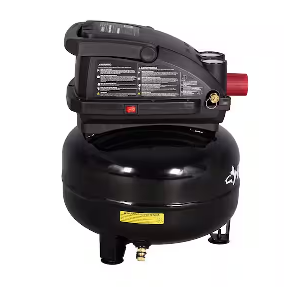 Husky 3 Gal. 120 PSI Portable Electric Oil-Free Light Duty Pancake Air Compressor with Fold Down Handle and 1-Quick Coupler