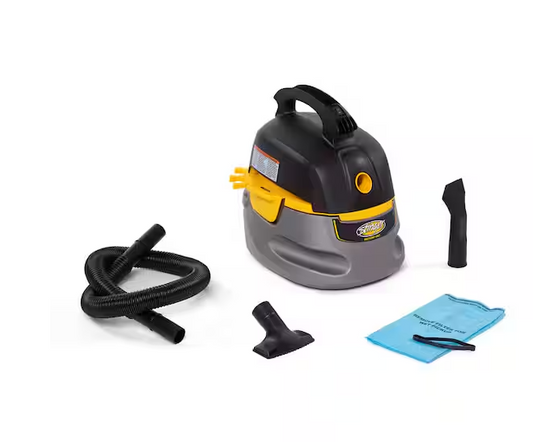 Stinger 2.5 Gal. 1.75 Peak HP Small Shop Vacuum Wet Dry Vac with Filter Bag, Hose, Utility and Car Nozzle Attachments HD2025