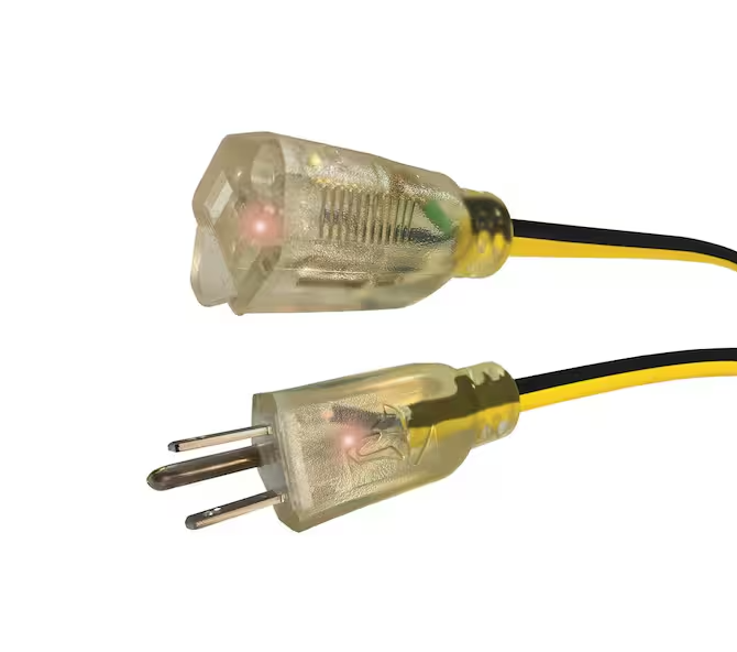 Husky VividFlex 50 ft. 12 / 3 Heavy Duty Indoor/Outdoor Extension Cord with Lighted End, Yellow