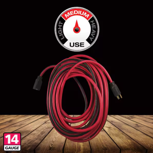 Husky 50 ft. 14/3 Medium Duty Indoor/Outdoor Extension Cord, Red/Black