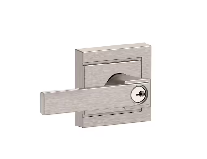 Schlage Northbrook Satin Nickel Entry Door Handle with Upland Trim