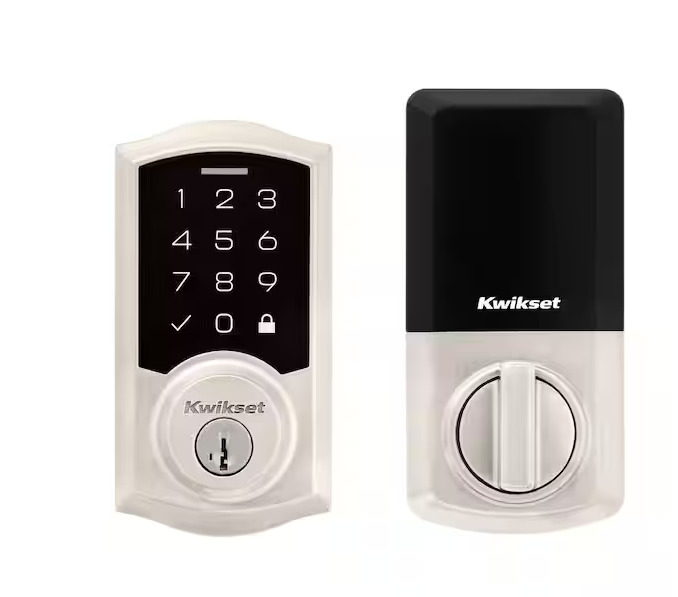 Kwikset SmartCode 270 Traditional Satin Nickel Touchpad Single Cylinder Electronic Deadbolt Featuring SmartKey Security