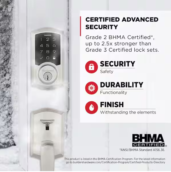 Kwikset SmartCode 270 Traditional Satin Nickel Touchpad Single Cylinder Electronic Deadbolt Featuring SmartKey Security