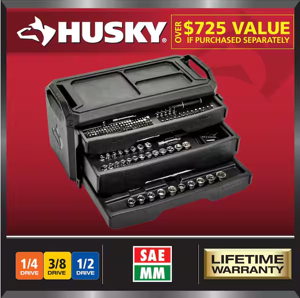 Husky 280-Piece SAE/Metric Mechanics Tool Set with Tool Box