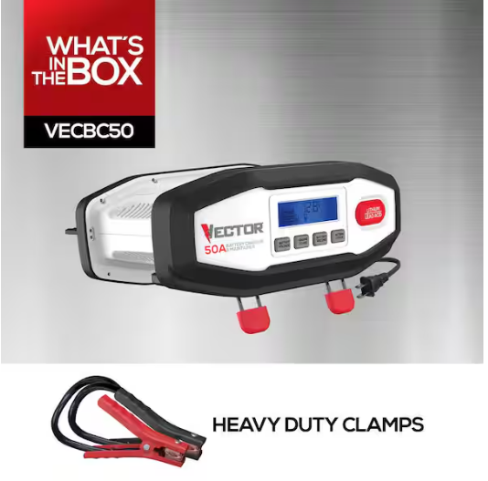 VECTOR 50-Amp Car Battery Charger/ Car Battery Maintainer
