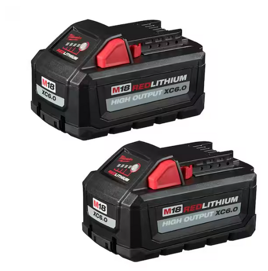 Milwaukee M18 18-Volt Lithium-Ion High Output 6.0Ah Battery (2-Pack) And Charger Kit