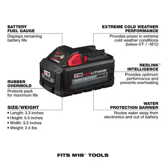 Milwaukee M18 18-Volt Lithium-Ion High Output 6.0Ah Battery (2-Pack) And Charger Kit