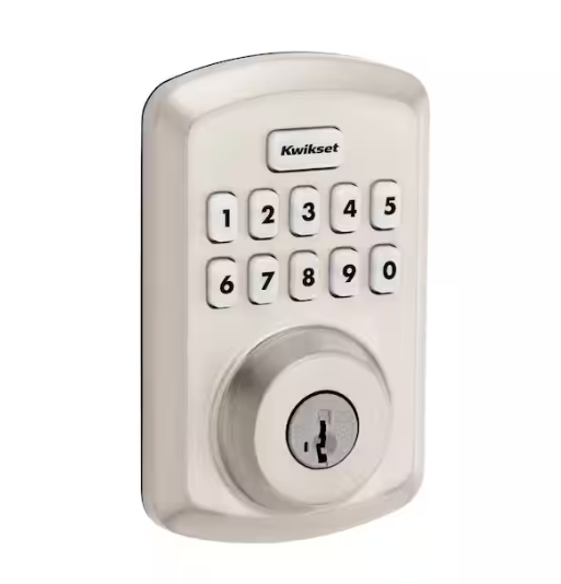 Kwikset Powerbolt 250 10-Button Keypad Satin Nickel Transitional Electronic Deadbolt Door Lock