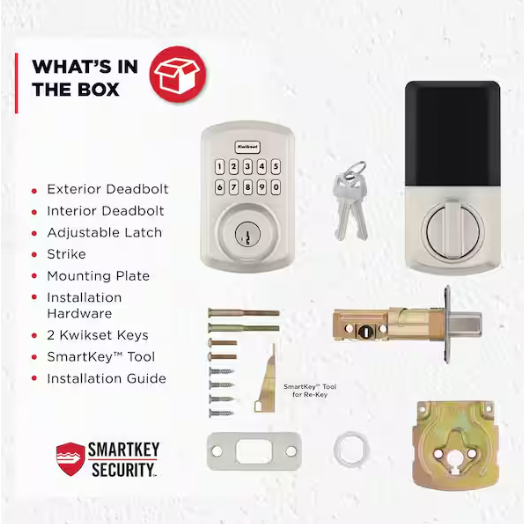 Kwikset Powerbolt 250 10-Button Keypad Satin Nickel Transitional Electronic Deadbolt Door Lock