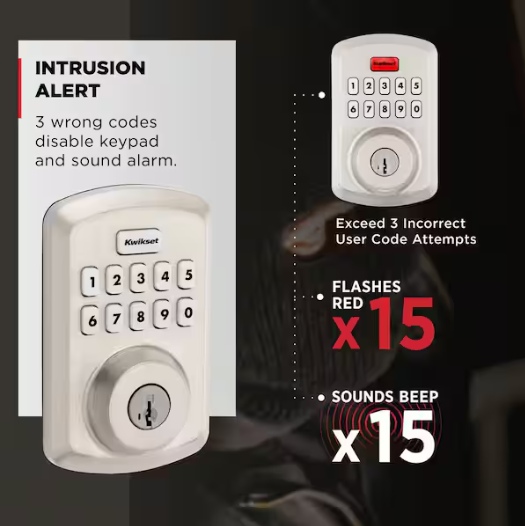 Kwikset Powerbolt 250 10-Button Keypad Satin Nickel Transitional Electronic Deadbolt Door Lock
