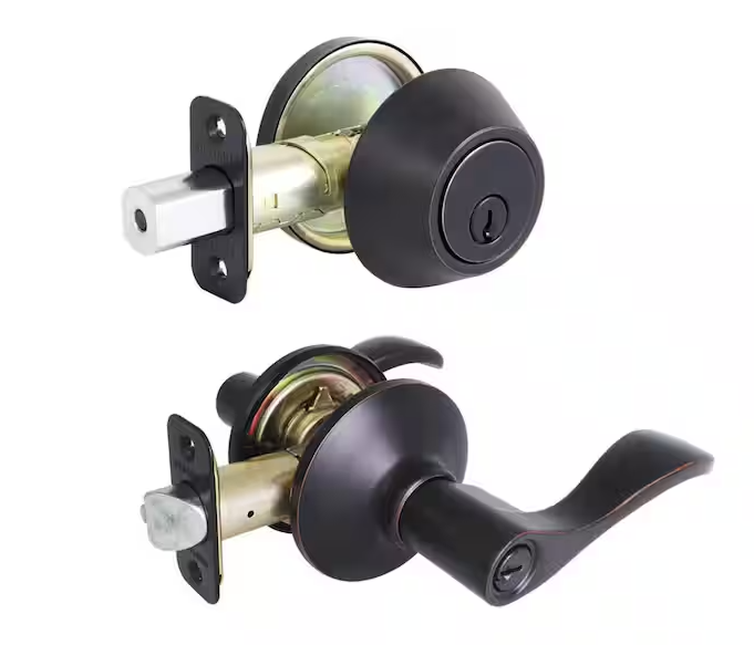 Defiant Naples Aged Bronze Combo Pack with Single Cylinder Deadbolt