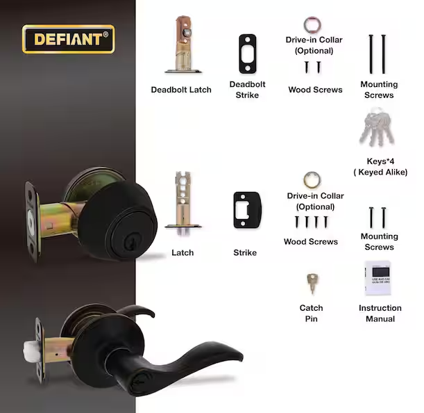 Defiant Naples Aged Bronze Combo Pack with Single Cylinder Deadbolt