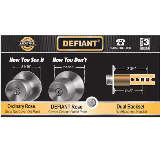 Defiant Freedom Satin Nickel Single Cylinder Combo Pack