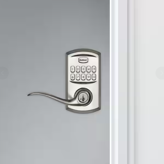 Kwikset SmartCode 917 Satin Nickel Keypad Electronic Single-Cylinder Tustin Door Handle Featuring SmartKey Security
