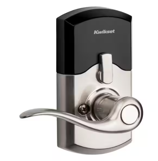 Kwikset SmartCode 917 Satin Nickel Keypad Electronic Single-Cylinder Tustin Door Handle Featuring SmartKey Security