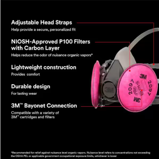 3M 6297 P100 Mold and Lead Paint Removal Reusable Respirator