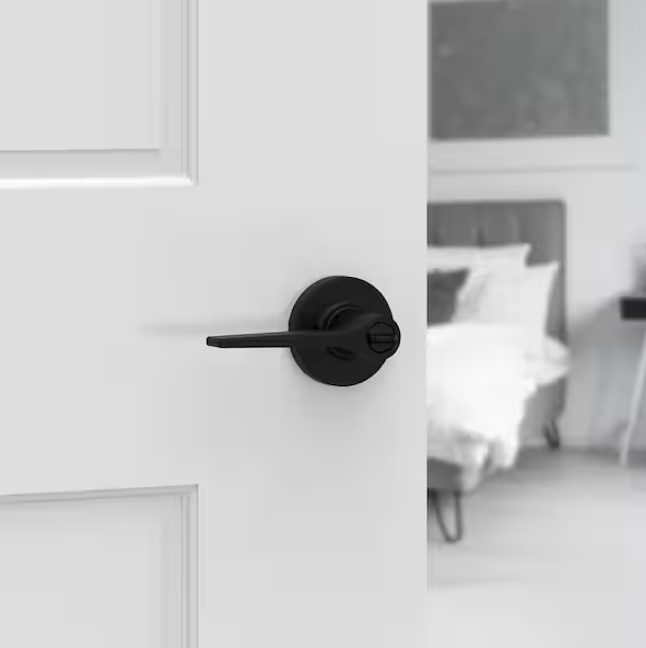 Kwikset Hollis Round Rose Matte Black Privacy Bed/Bath Door Handle