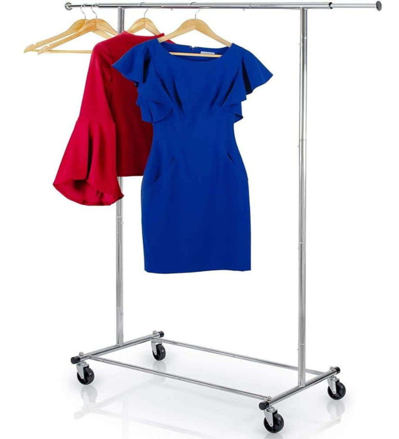 SAGLER - Chrome Metal Clothes Rack 60 in. W x 62 in. H