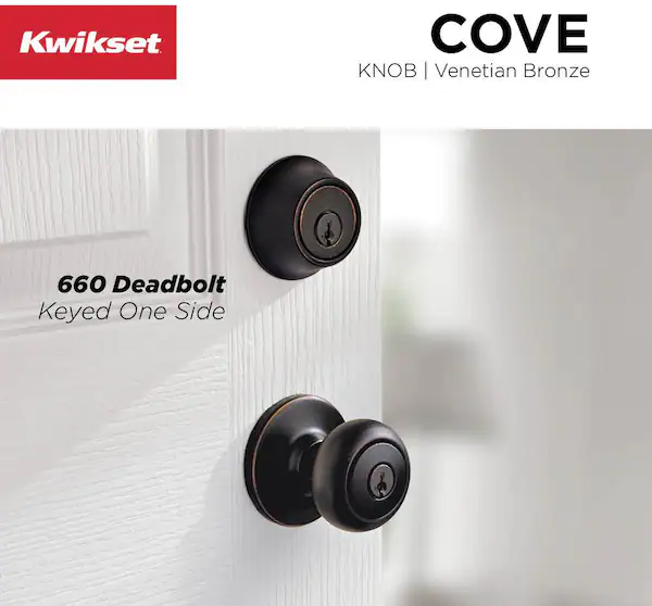 Kwikset 660 Venetian Bronze Single Cylinder Deadbolt featuring SmartKey Security and Microban Technology