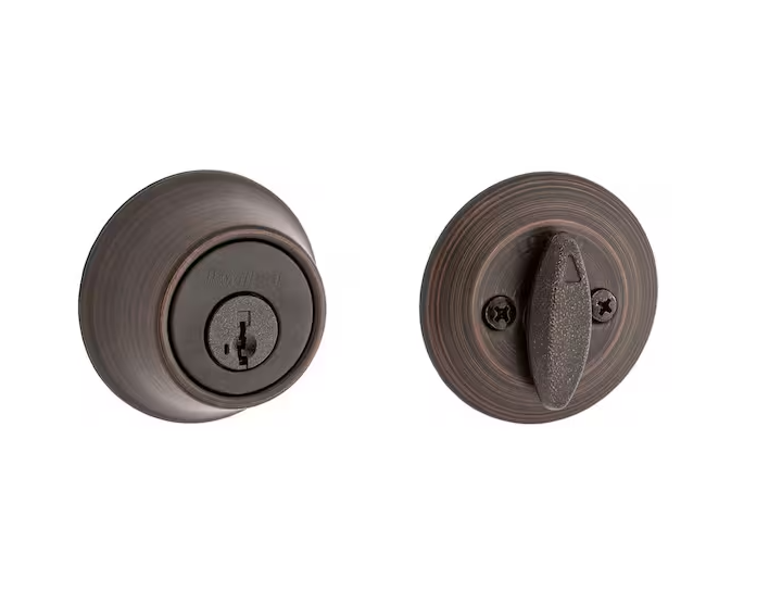 Kwikset 660 Venetian Bronze Single Cylinder Deadbolt featuring SmartKey Security and Microban Technology