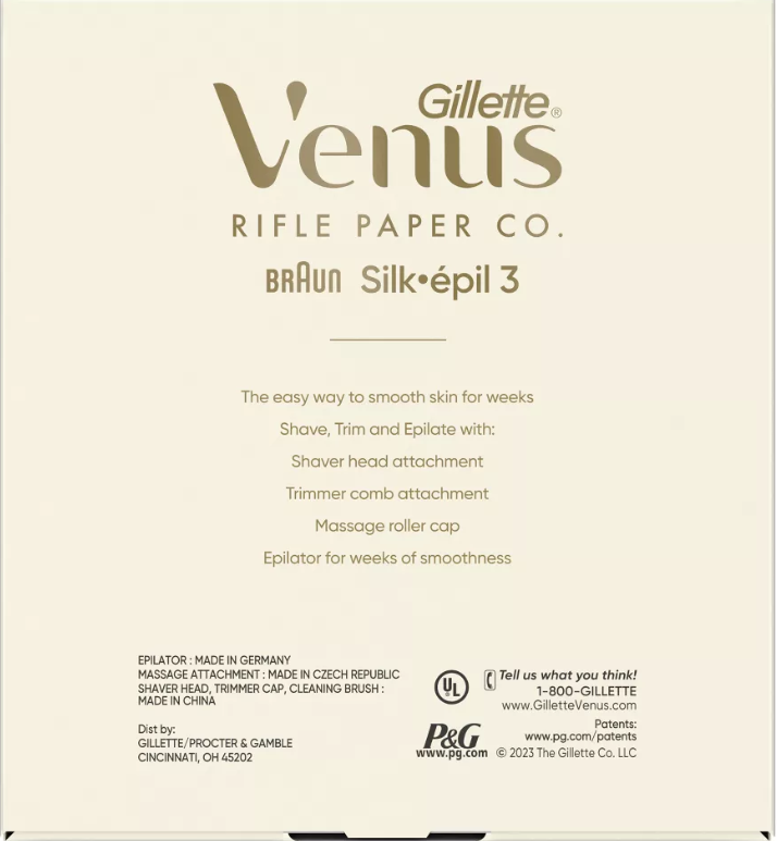 Rifle Paper Co. + Venus Epilator with Shaver & Trimmer Attachments