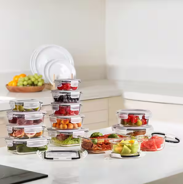 Sorbus 28-Piece Glass Food Storage Containers with Lids-Microwave, Dishwasher, and Oven Safe Meal Prep Containers