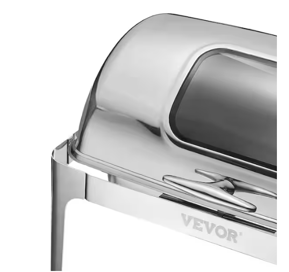 VEVOR Roll Top Chafing Dish Buffet Complete Set 9 qt. Stainless Steel Chafer with Full Size Pan Catering Warmer Server
