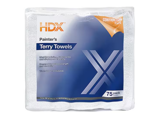 HDX 14 in. W x 14 in. L Cotton Painter's Towels (75-Count)
