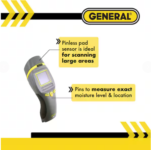 General Tools Combo Pin and Pinless Moisture Meter for Water Damage and Mold Prevention