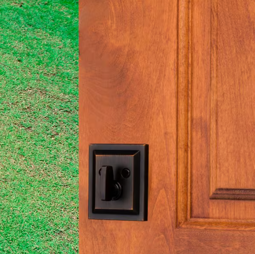 Baldwin Square Venetian Bronze Low Profile Single Cylinder Deadbolt Featuring SmartKey Security