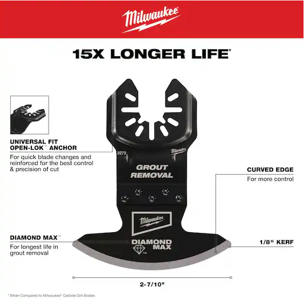 Milwaukee Universal Fit OPEN-LOK Diamond MAX Diamond Grit Grout Removal Multi-Tool Blade (1-Pack)